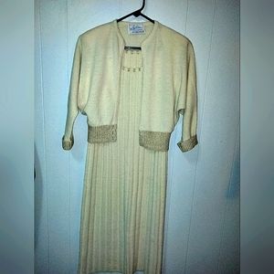 Cream and Gold Wool Dress with detached sweater